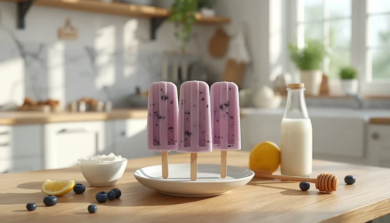 Blueberry Ice Cream Popsicles That My Whole Family Cannot Stop Eating (Only 90 Calories)